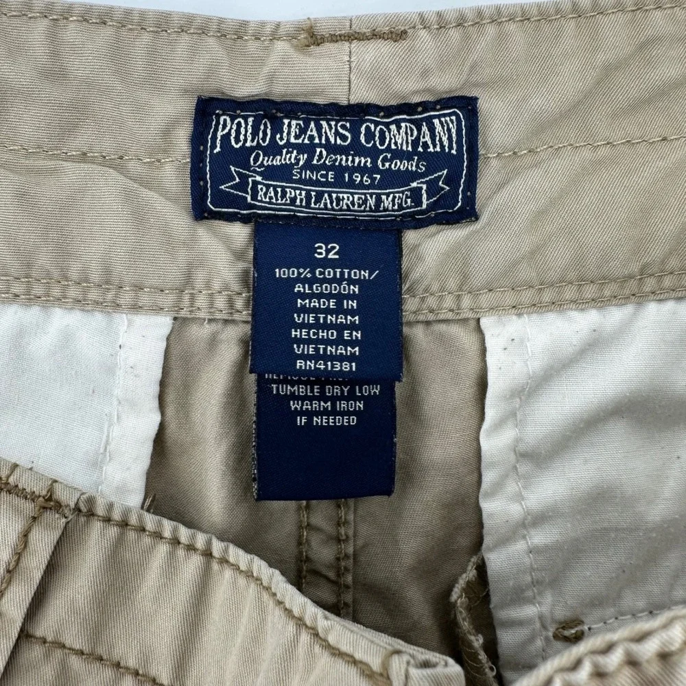Polo‎ Jeans Company Ralph Lauren Mens Khaki Cargo Shorts Size 32